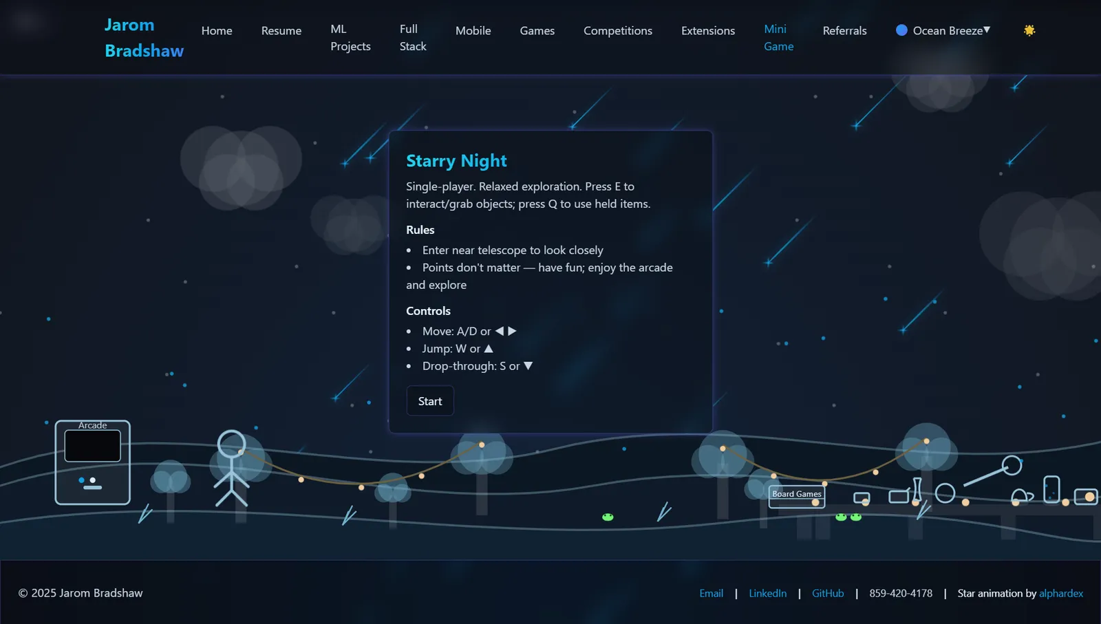 Starry Night & Meteor Mini‑Games (Web) screenshot 1