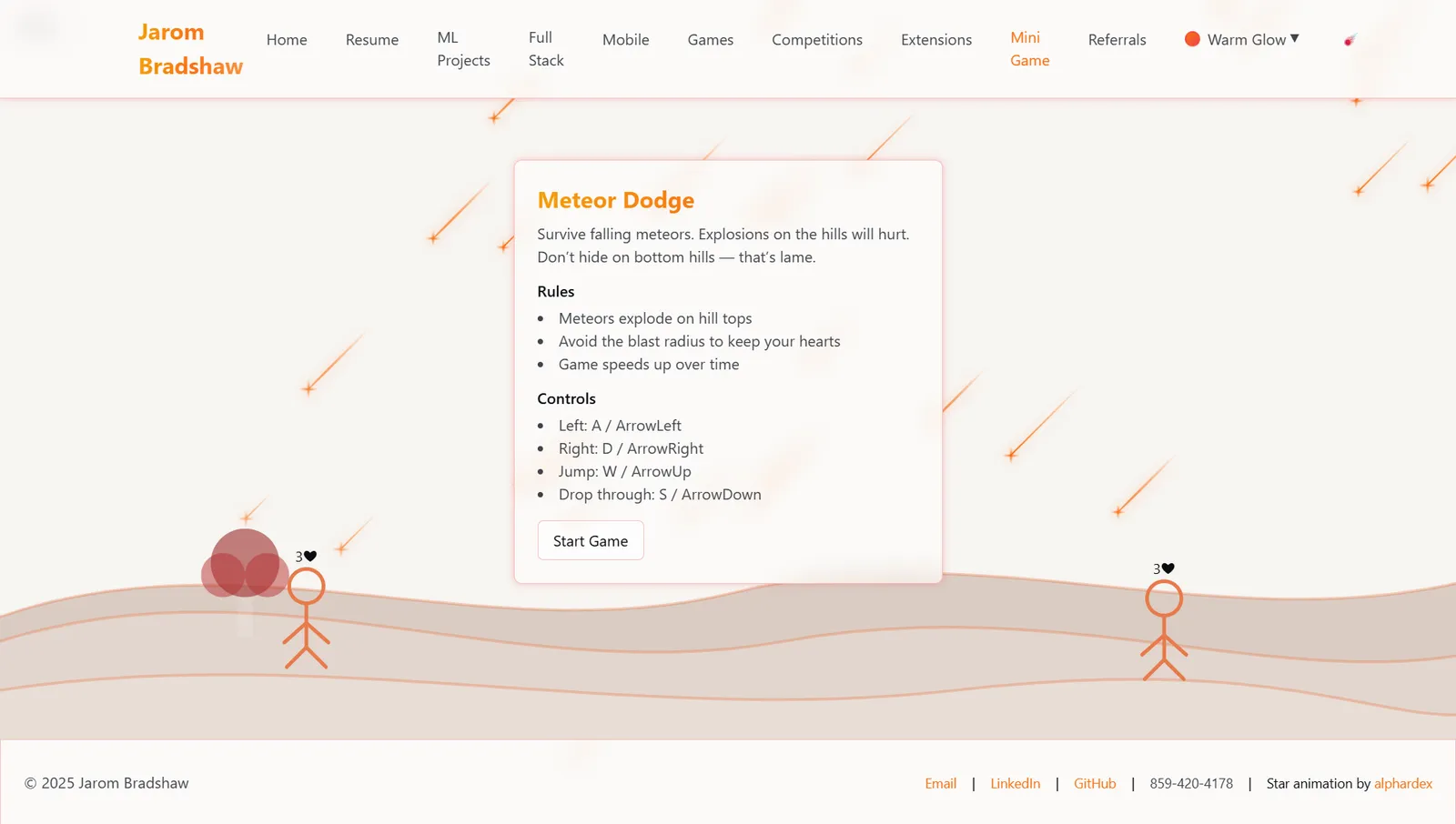 Starry Night & Meteor Mini‑Games (Web) screenshot 3